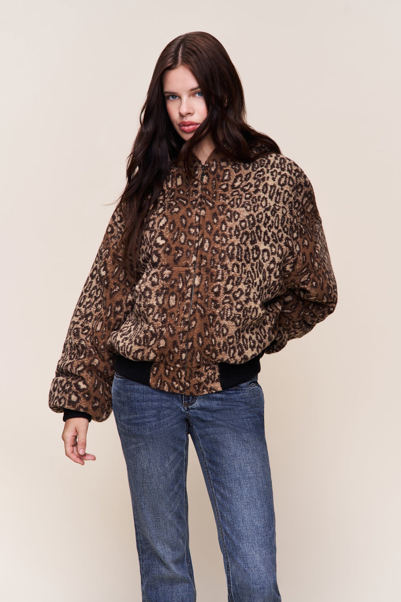 Womens | Charli Hooded Quilted Jacket | Leopard