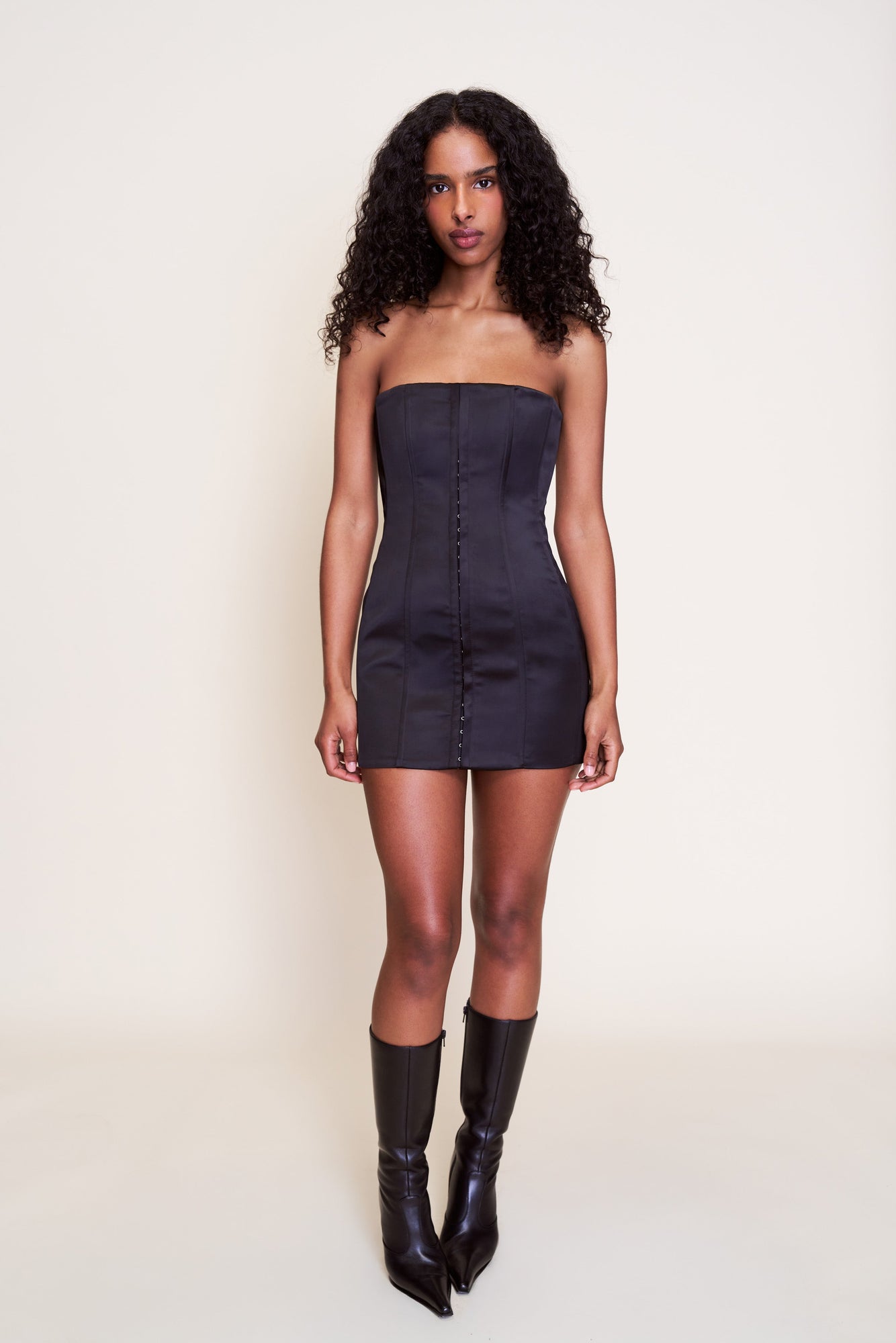 Satin Corset Dress - Black