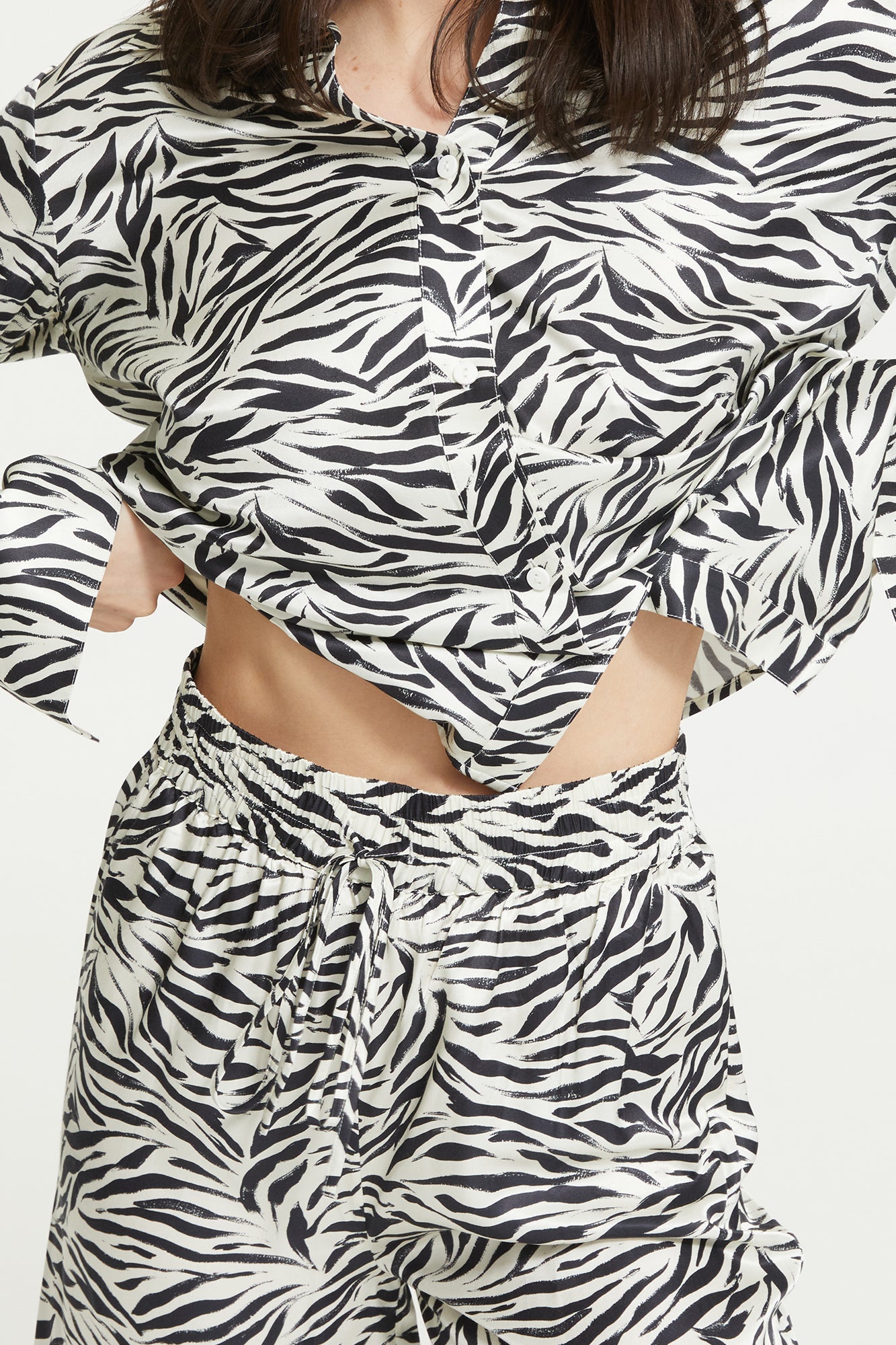 Zafina Long Pant | Brushstroke Zebra Print
