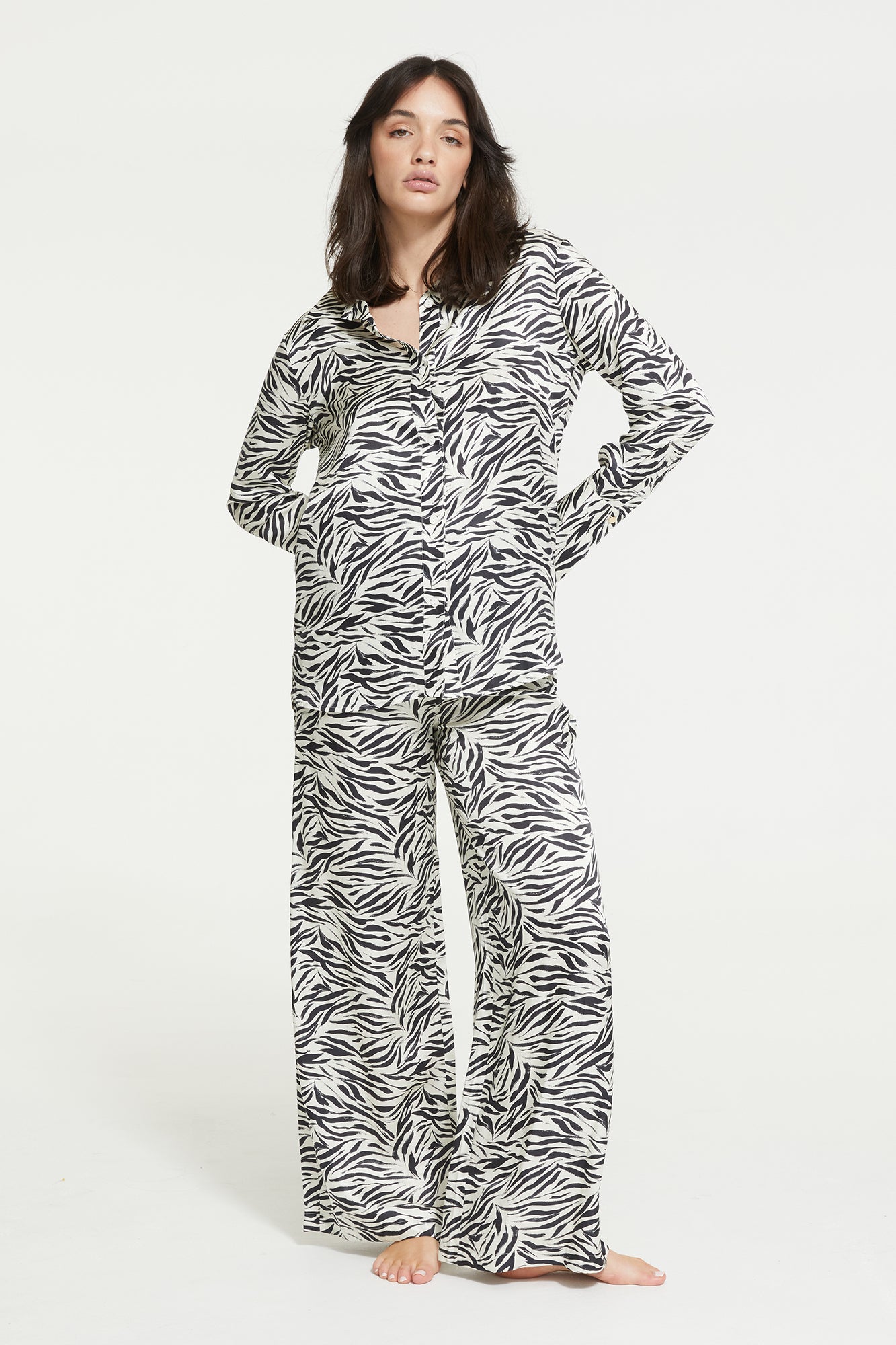 Zafina Long Pant | Brushstroke Zebra Print