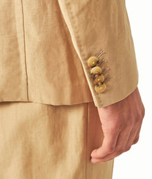Garret Tailored Fit Unstructured Two-Button Linen & Cotton Blazer | Biscuit