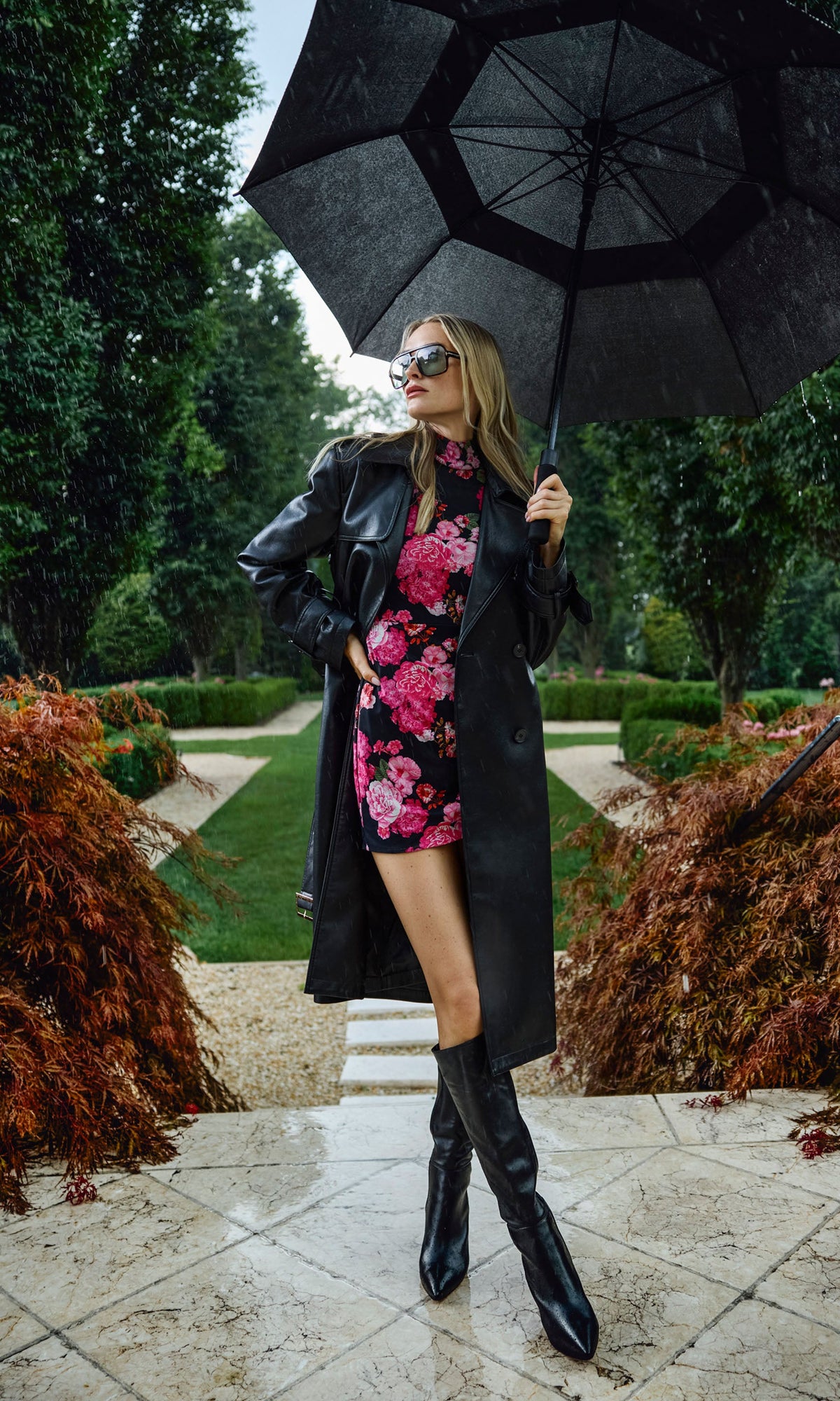 Danielle Vegan Leather Trench Coat | Black