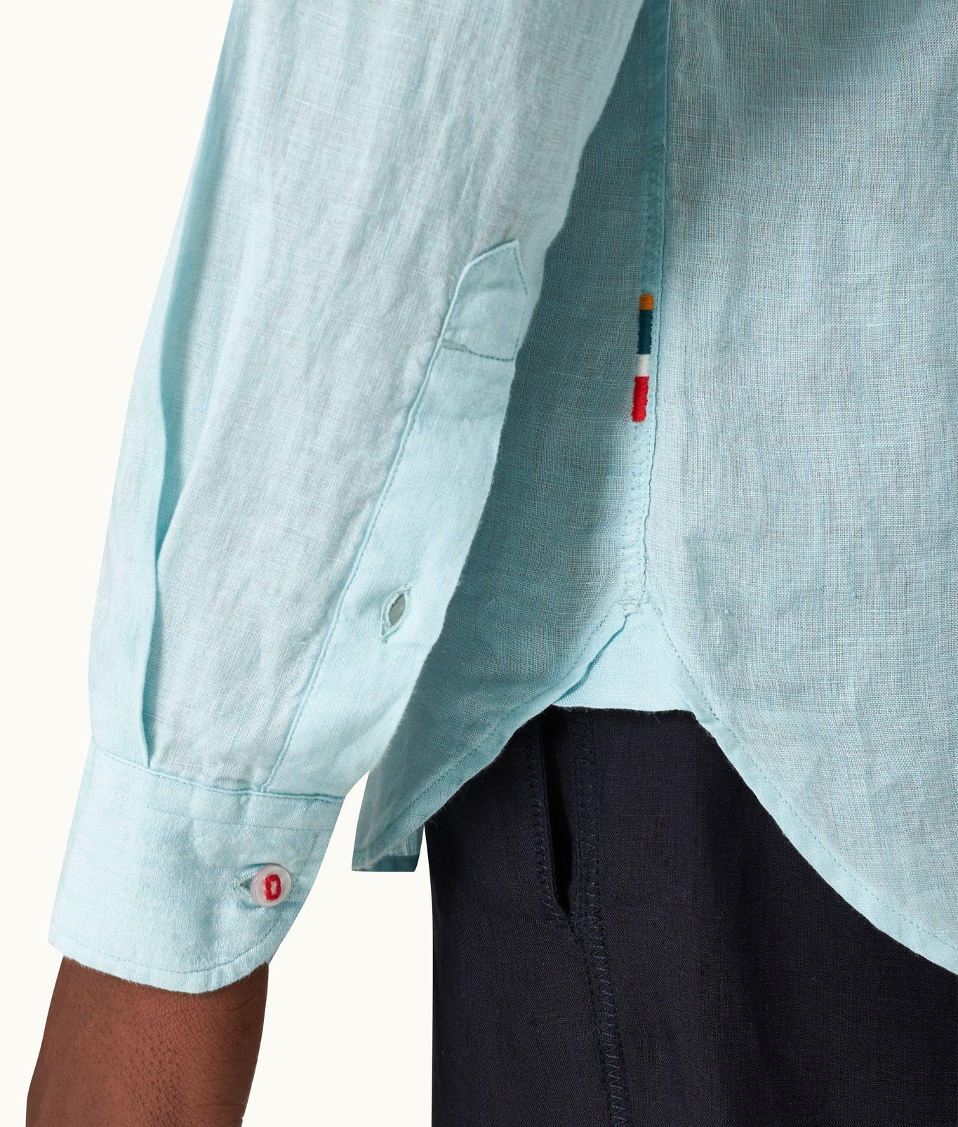 Giles Lino Tailored Fit Classic Collar Linen Shirt Woven | Light Sky Pool