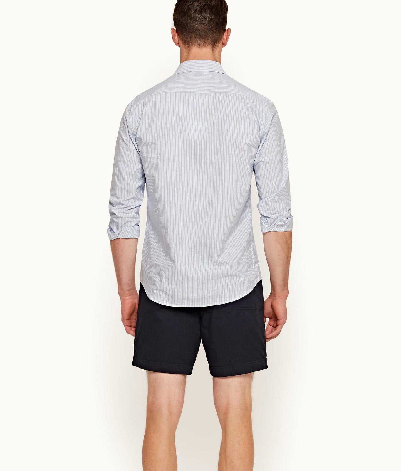Giles Stripe Stripe Classic Collar Tailored Fit Shirt | Chalk Blue