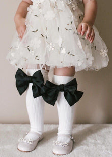 Girl | Abigail Satin Bow Socks | White x Black