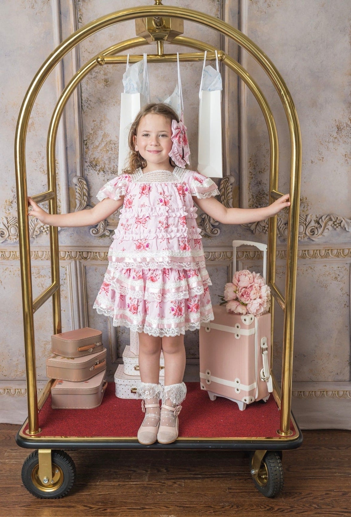 Girl | Amelia Pink Flower Print Short Sleeve Top