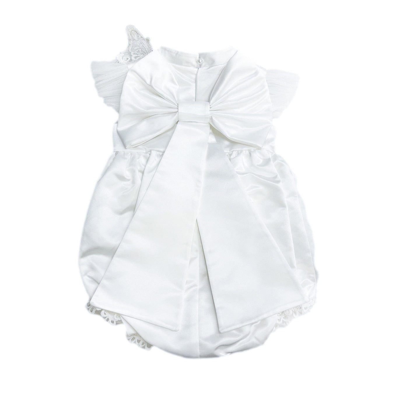 Girl | Butterfly White Satin Ceremony Romper