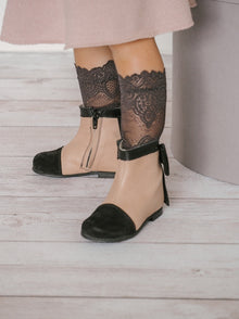 Girl | Clara Leather Booties | Pink x Black