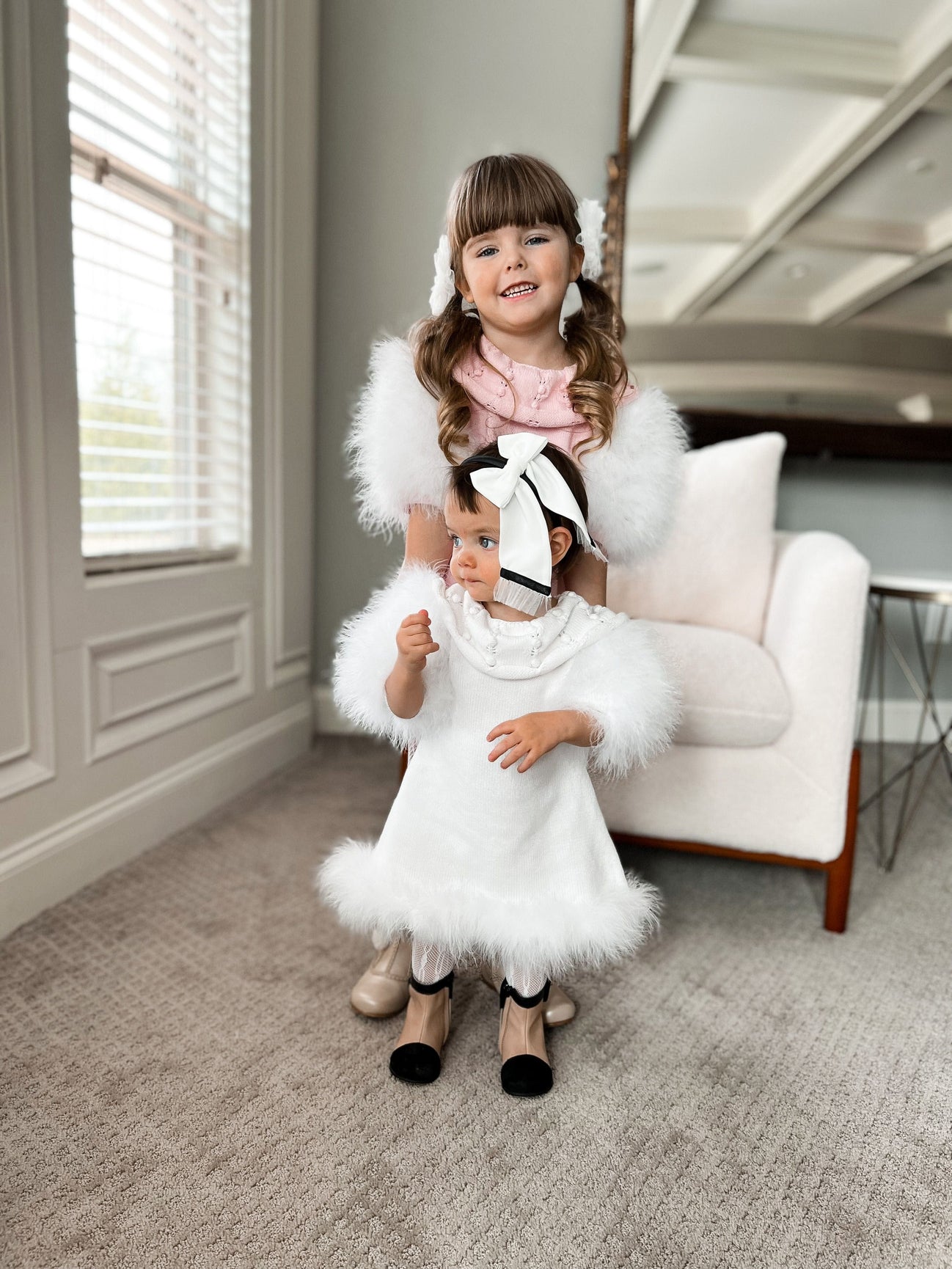 Girl | Ella Knit Feather Dress | White
