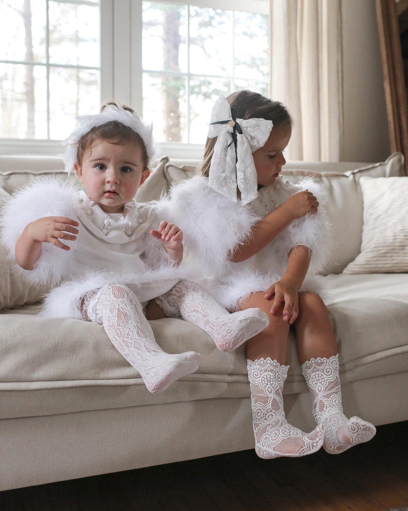 Girl | Ella Knit Feather Dress | White