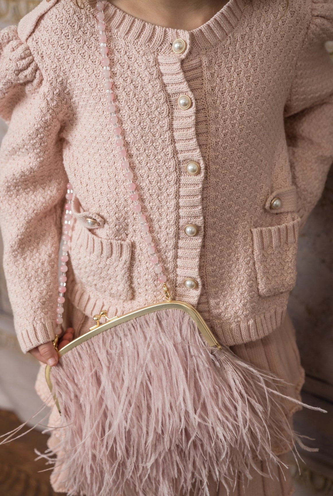 Girl | Julie Pink Knit Cotton Cardigan