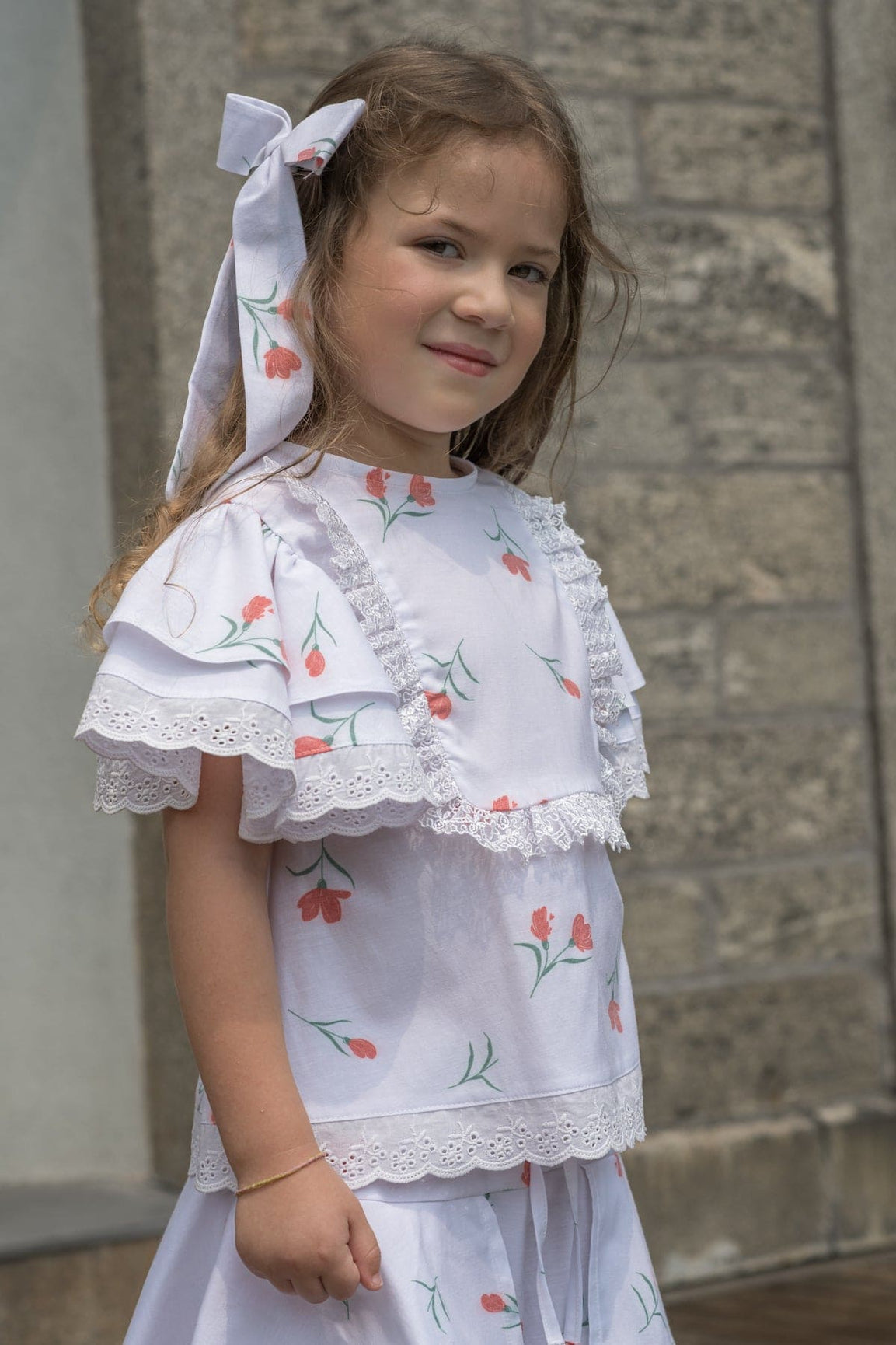Girl | Tulip Cotton Blouse and Shorts Set
