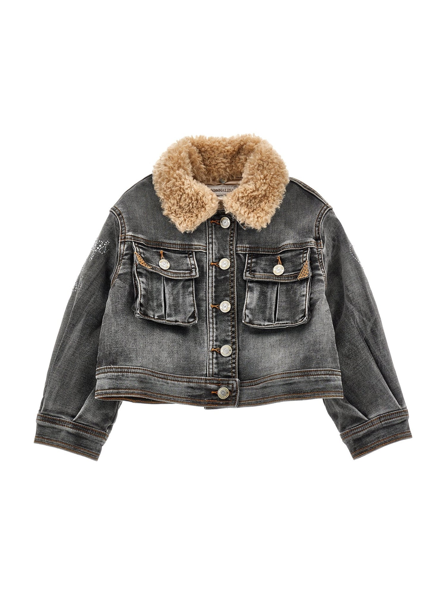 Girls | Plush Collar Denim Jacket | Black