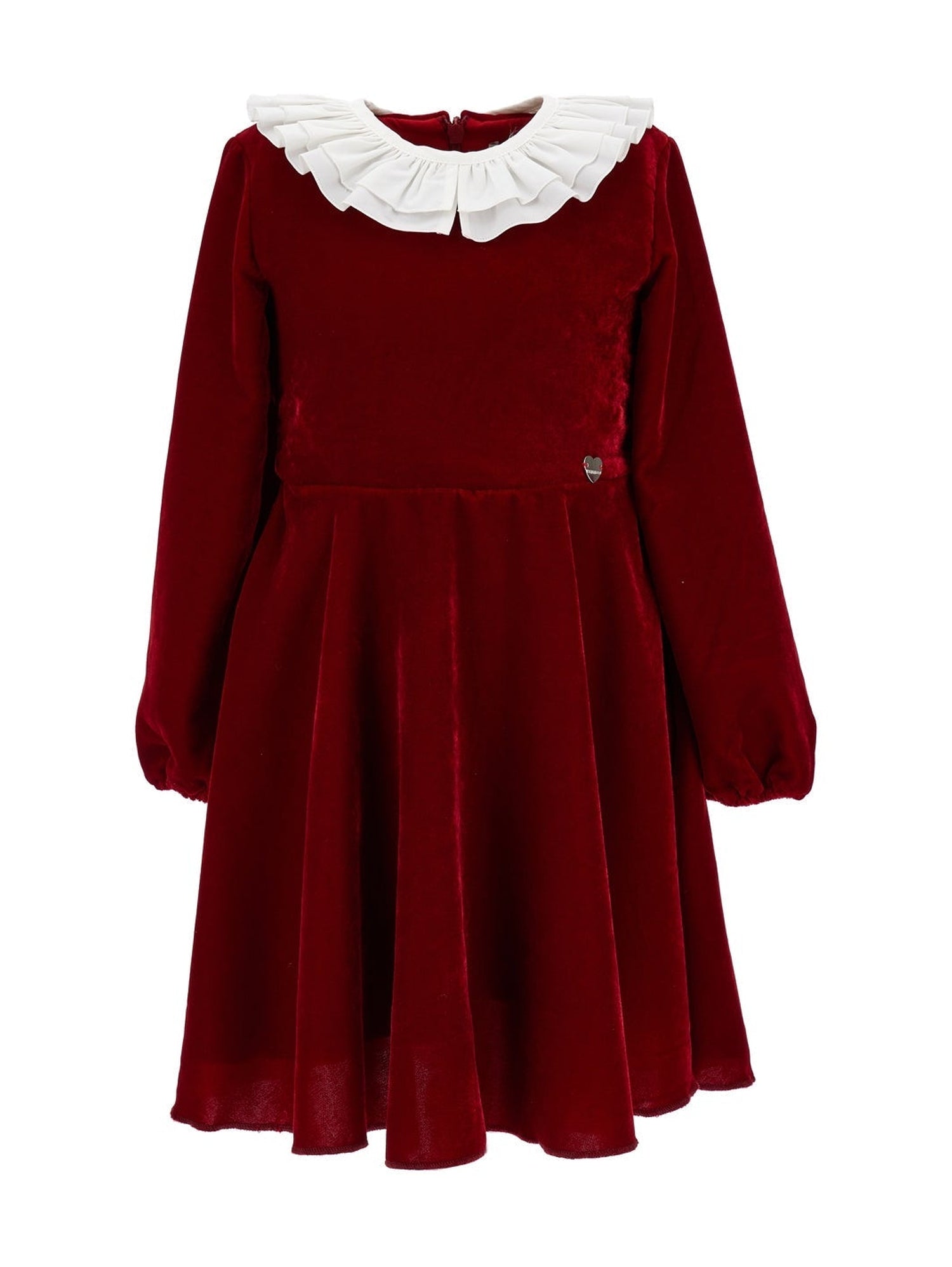 Girls | Smooth Velvet Godet Dress | Ruby