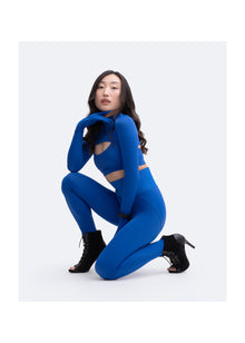 Glove Sleeve Crop Top | Blue