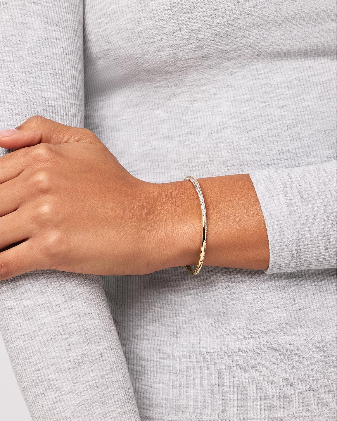 Kira Bangle Bracelet | 14K Gold on Brass | Cubic Zirconia
