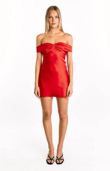 Gracie Off Shoulder Party Mini Dress | Red