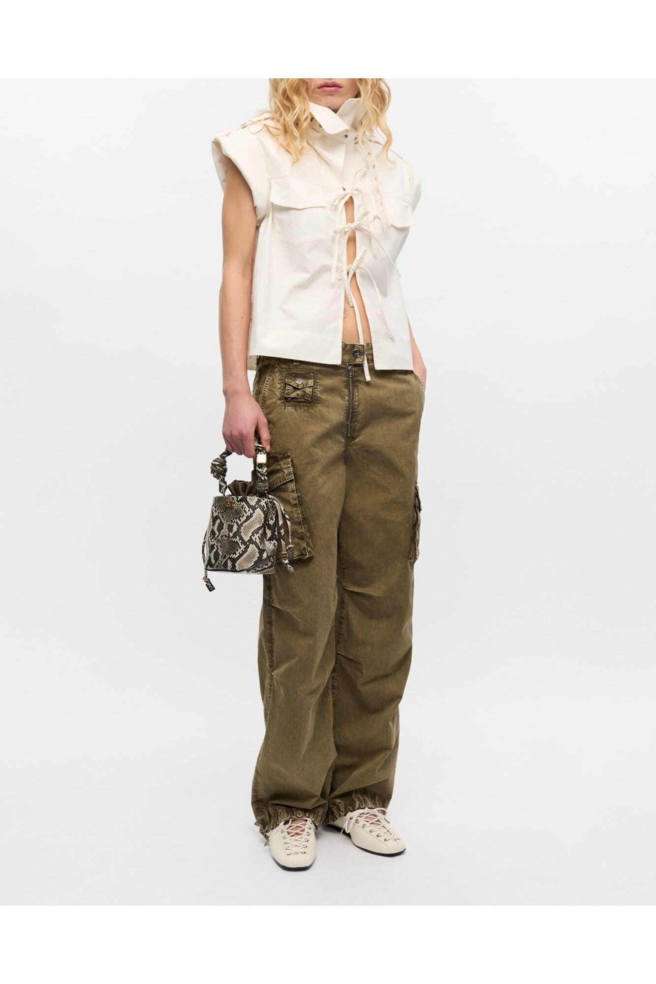 Green Washed Twill Trousers | Kalamata