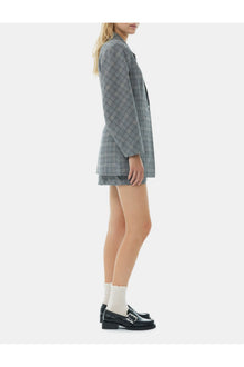 Grey Checkered Fitted Blazer | Frost Gray
