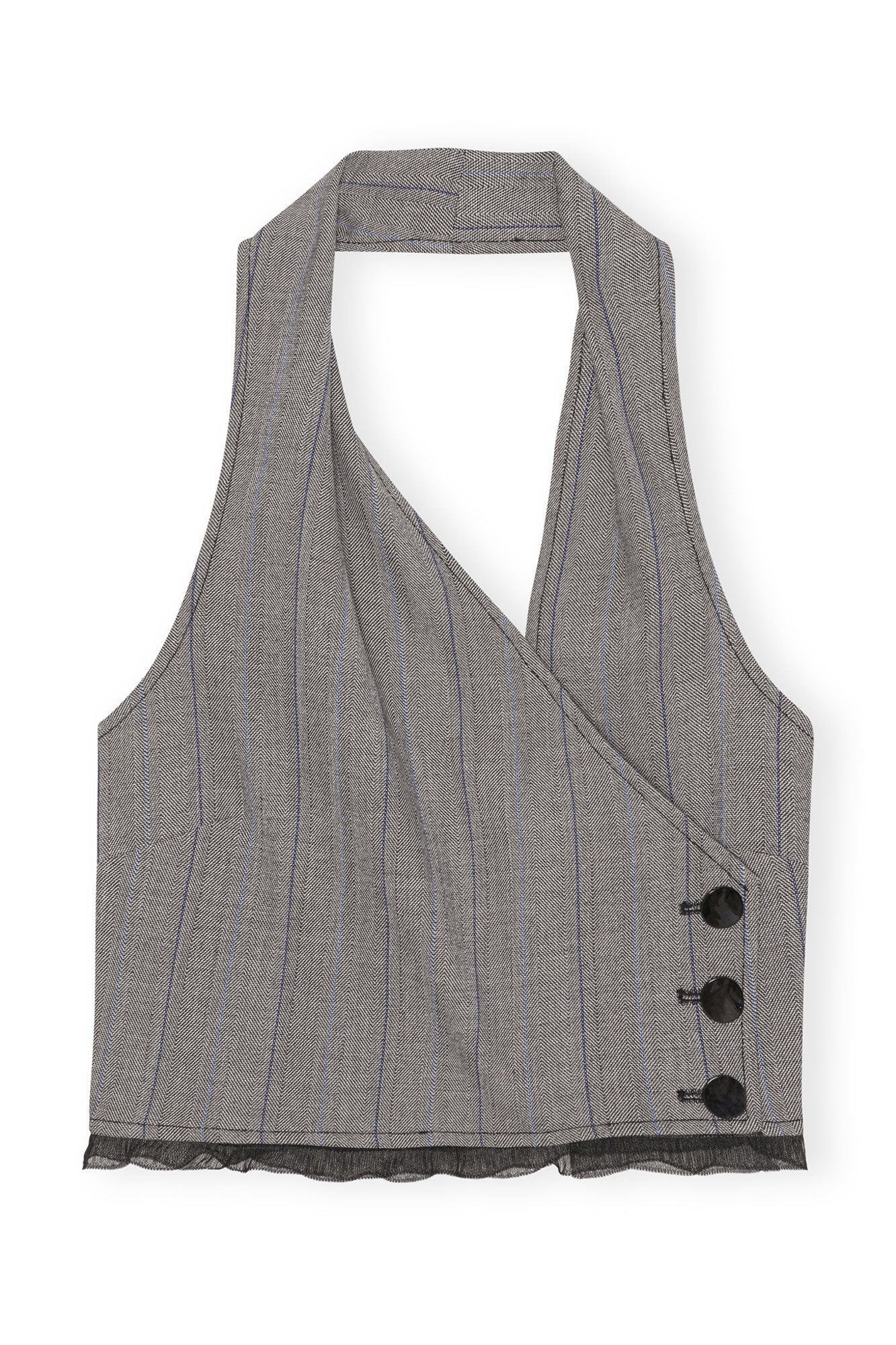 Grey Herringbone Suiting Vest | Frost Gray