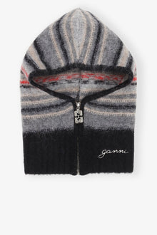 Grey Striped Soft Wool Balaclava | Phantom