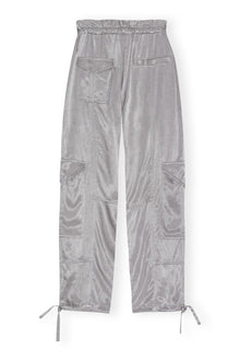 Grey Washed Satin Trousers | Frost Gray