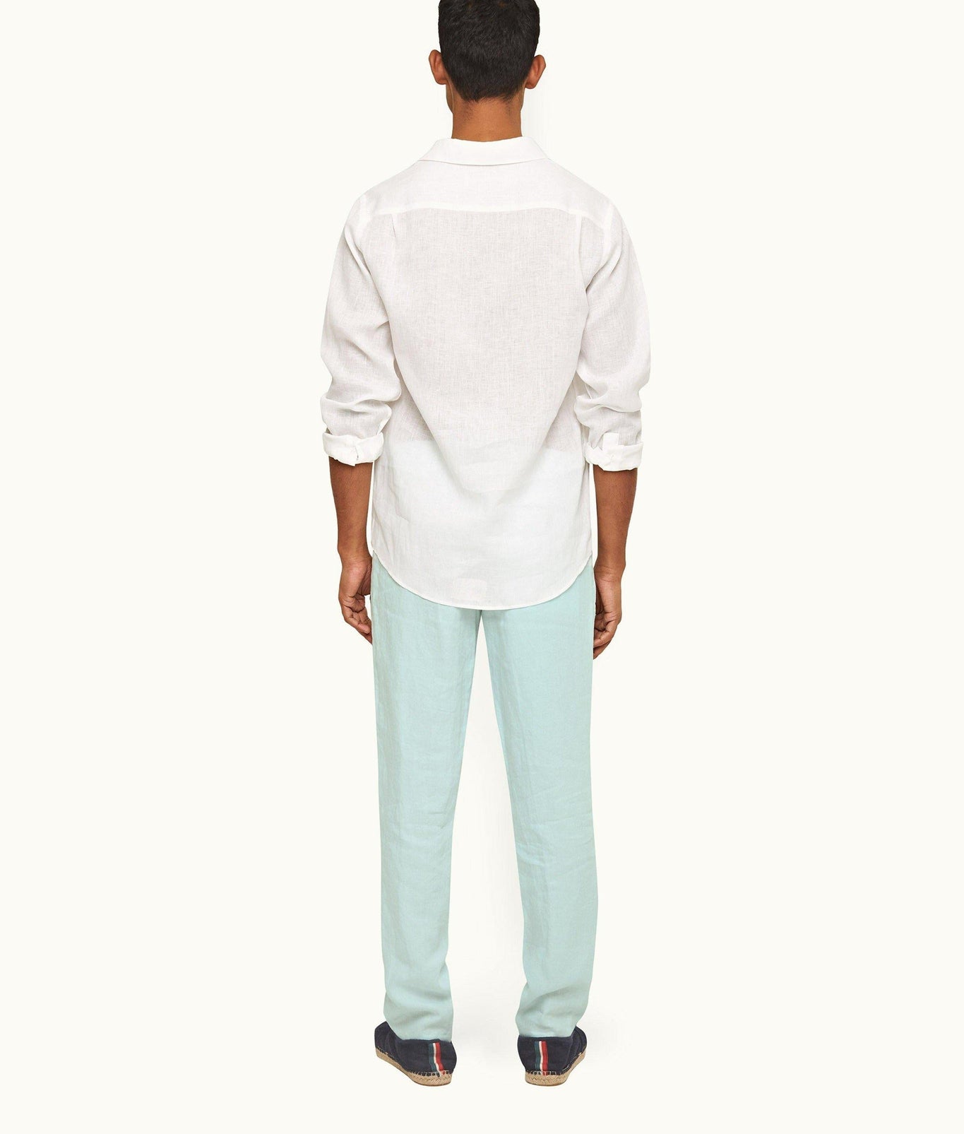 Griffon Linen Tailored Fit Washed Linen Trousers | Clear Sky