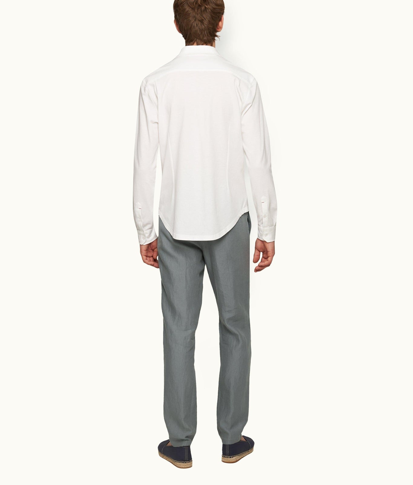 Griffon Linen Tailored Fit Washed Linen Trousers | Granite