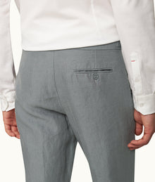 Griffon Linen Tailored Fit Washed Linen Trousers | Granite