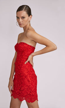 Kim Lace Bustier Mini Dress | Red