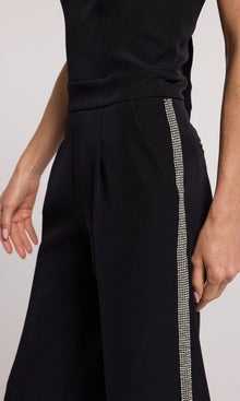 Chelsea Crystal Embellished Crepe Jumpsuit | Black/Clear