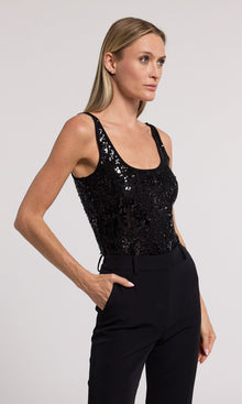 Dina Sequin Bodysuit | Black