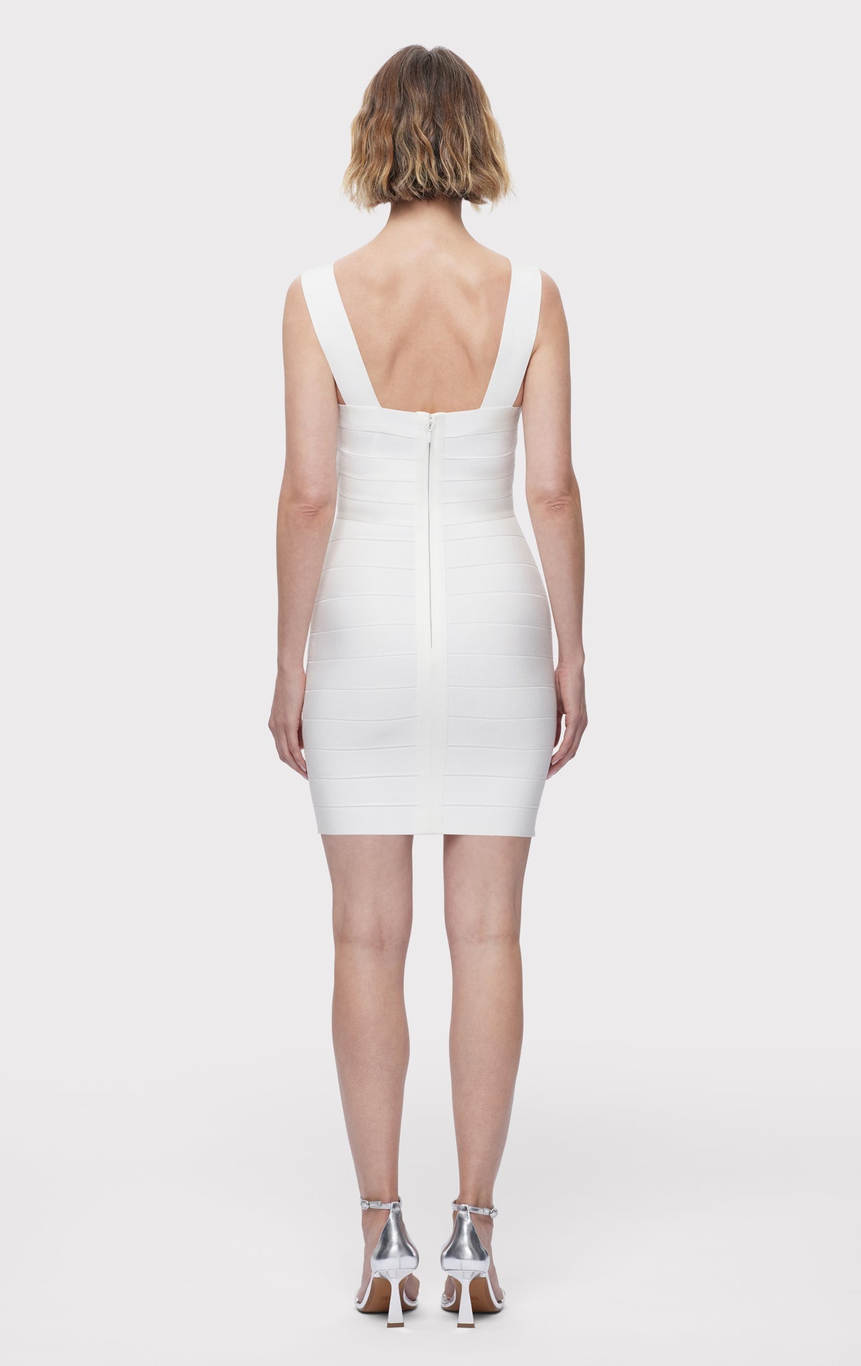 Bandage S/L Mini Dress | Alabaster