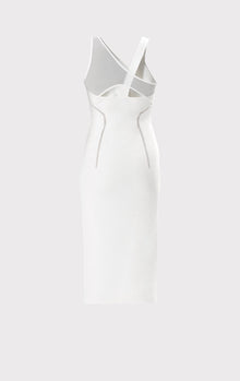 Hervé Léger X Law Roach Layered Sheer Intarsia Midi Dress | Alabaster