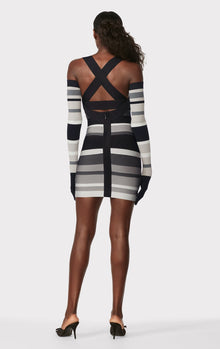 Hervé Léger X Law Roach Striped Bandage Mini Dress | Ash Multi