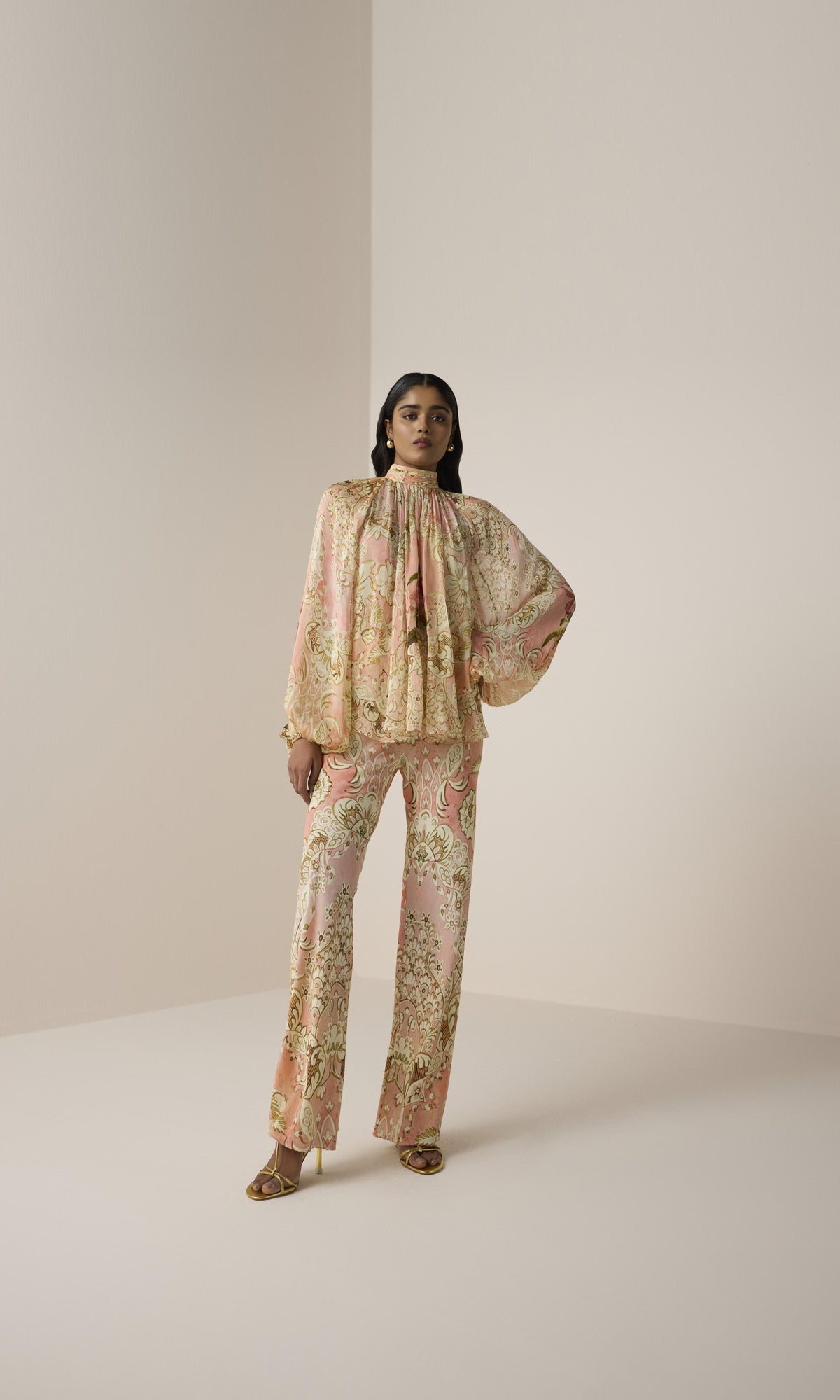 Womens | Anah Viscose Flat Chiffon Top | Peach