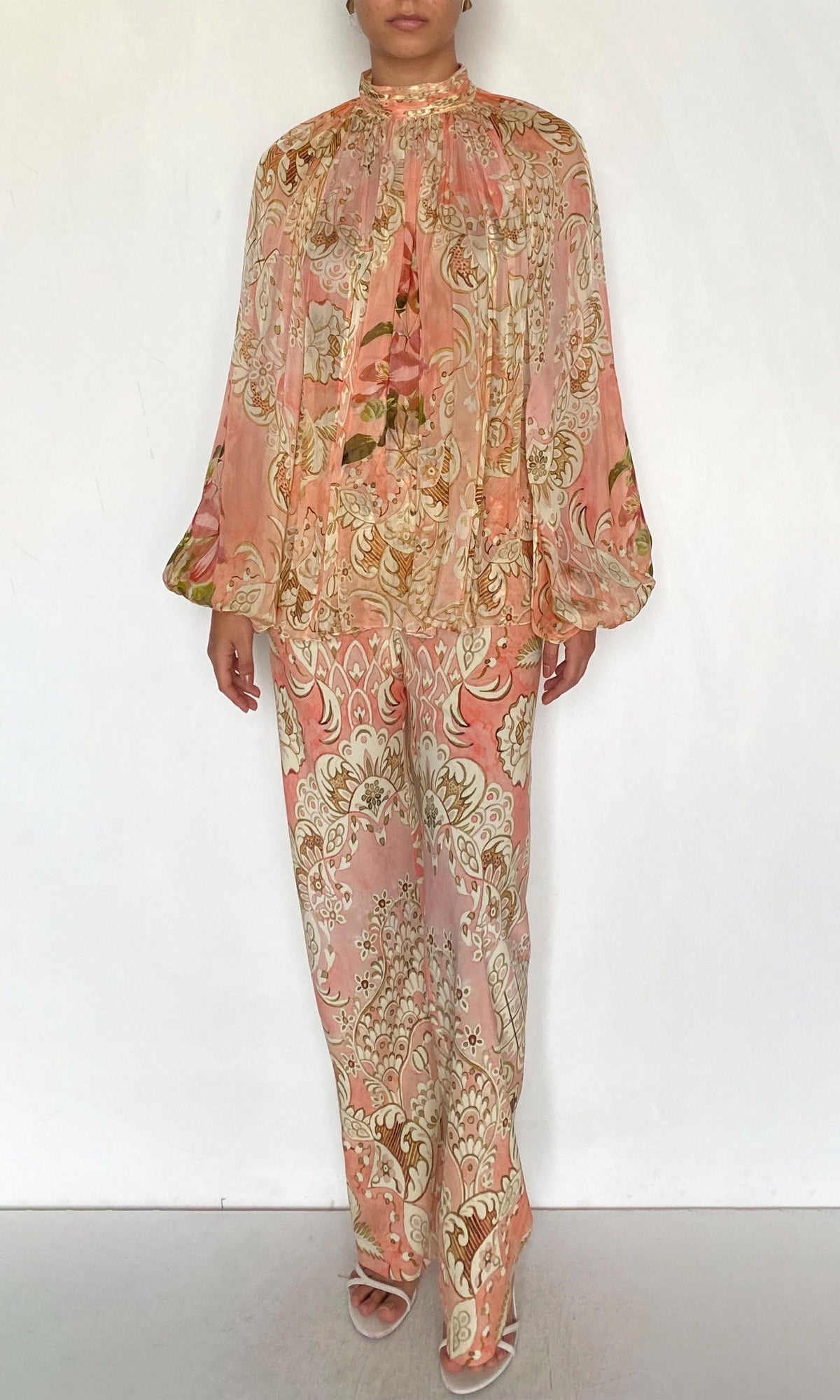 Womens | Anah Viscose Flat Chiffon Top | Peach