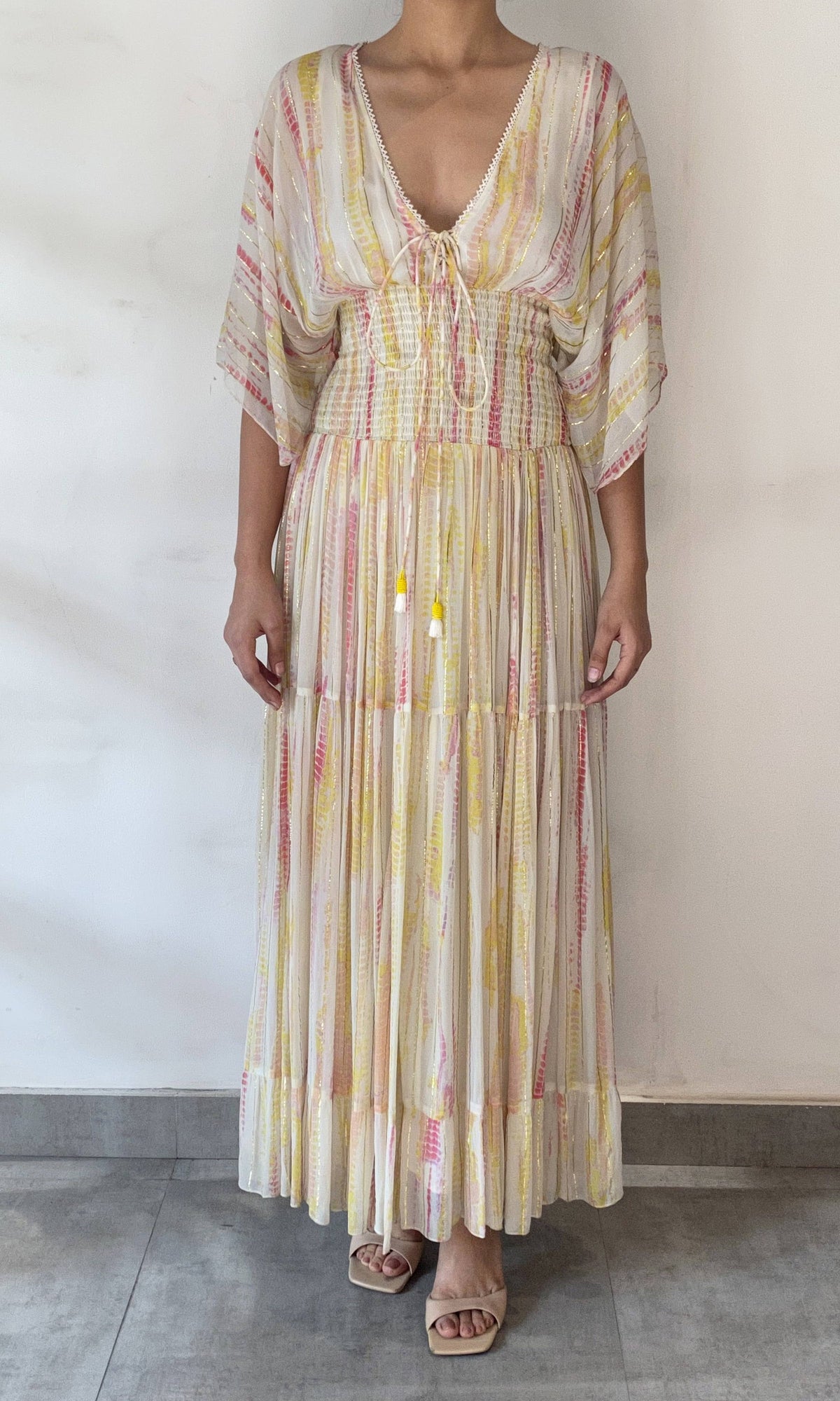 Womens | Ann Viscose Georgette Kaftan | White Multi
