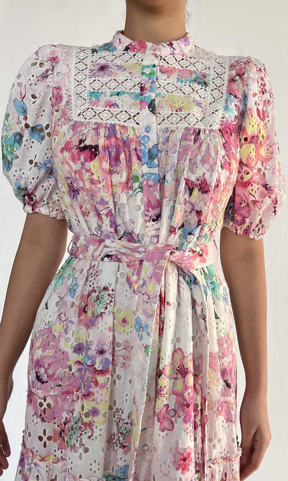 Womens | April Cotton Schiffli Long Dress | Multi