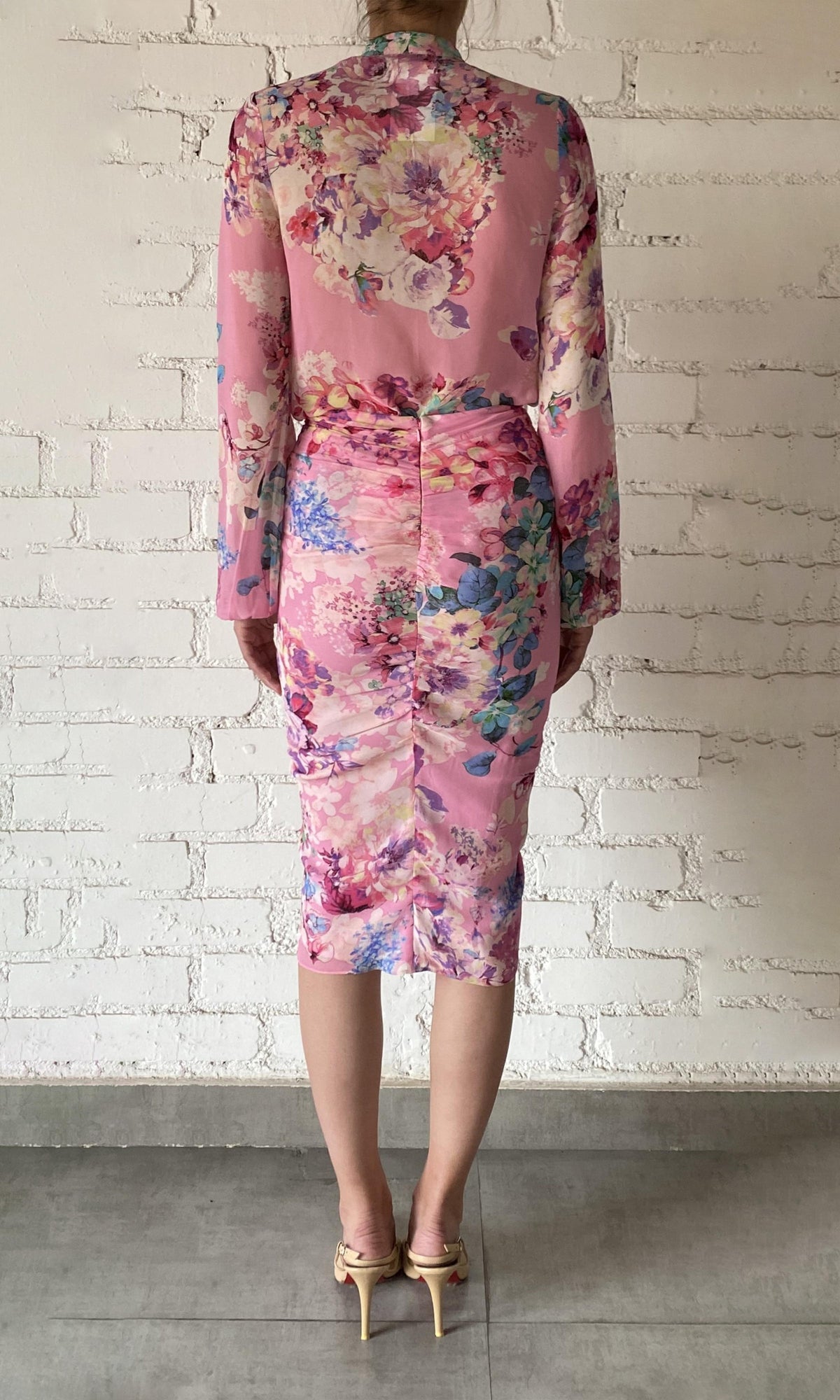 Hemant And Nandita | April Cross Stitch Skirt | Pink Floral