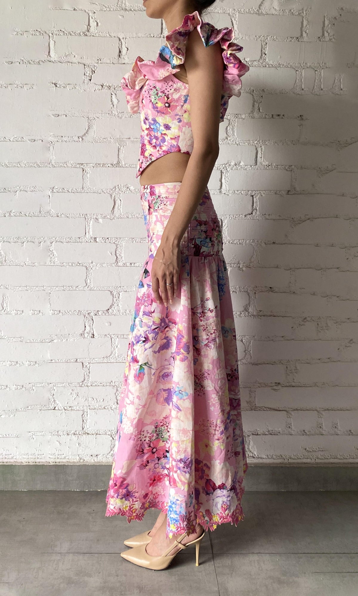 Womens | April Cotton Corset Top | Pink Floral