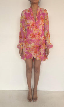 Hemant And Nandita | Auril Viscose Georgette Lurex Short Dress | Pink