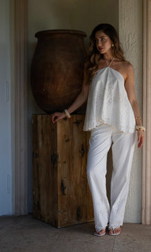Womens | Bagh Cotton Handkerchief Halter Top | White