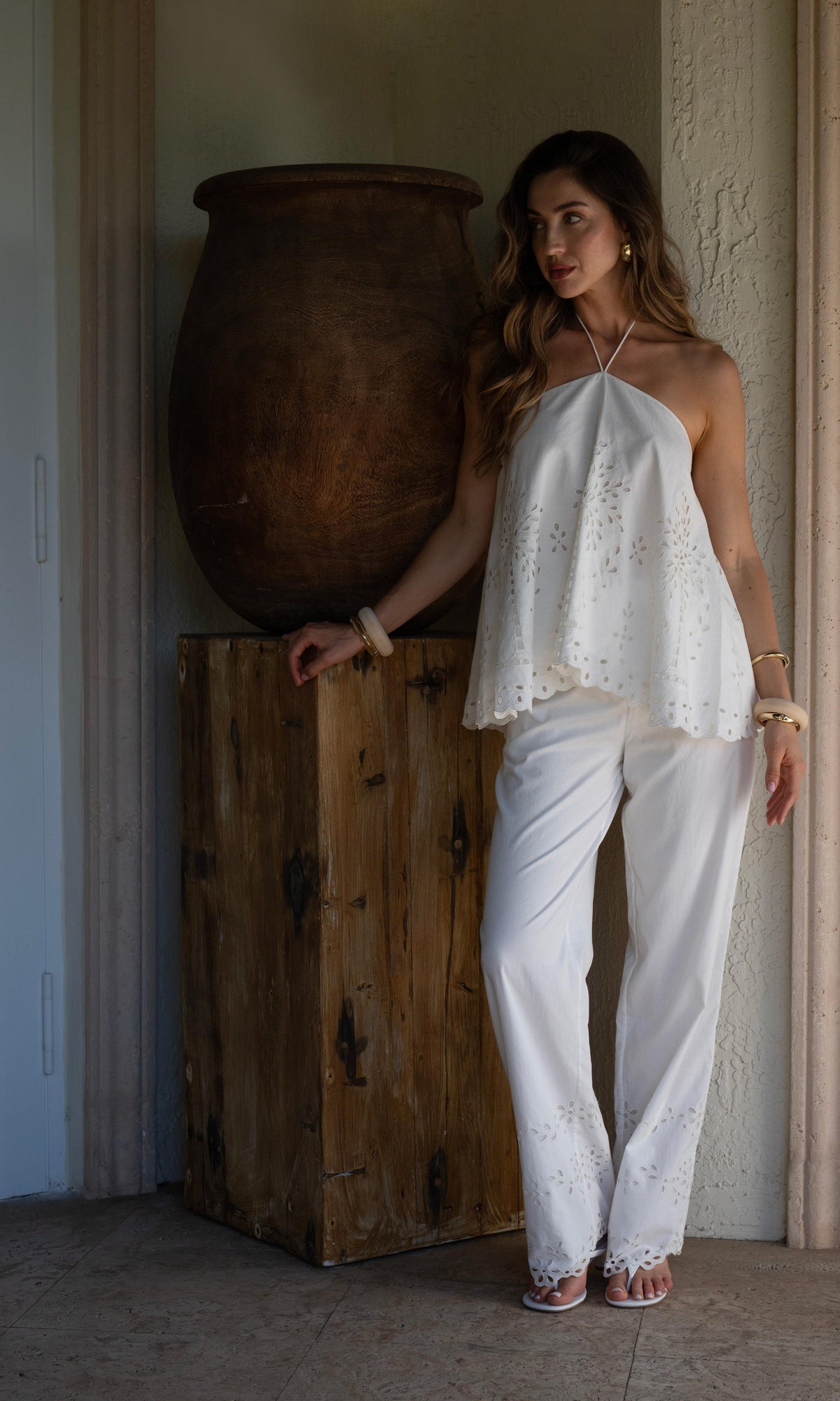 Womens | Bagh Cotton Handkerchief Halter Top | White