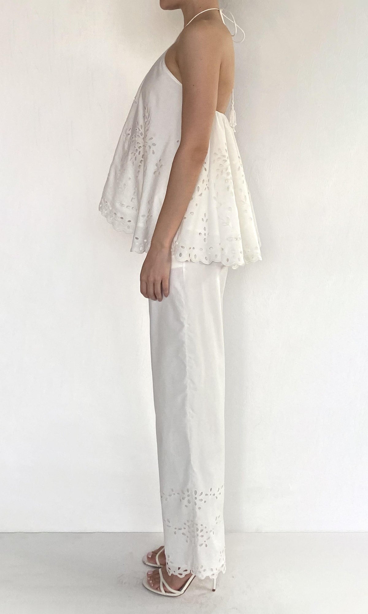 Womens | Bagh Cotton Handkerchief Halter Top | White