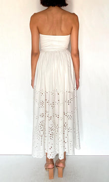 Womens | Bagh Cotton Ruched Bodice Midi Dress | White