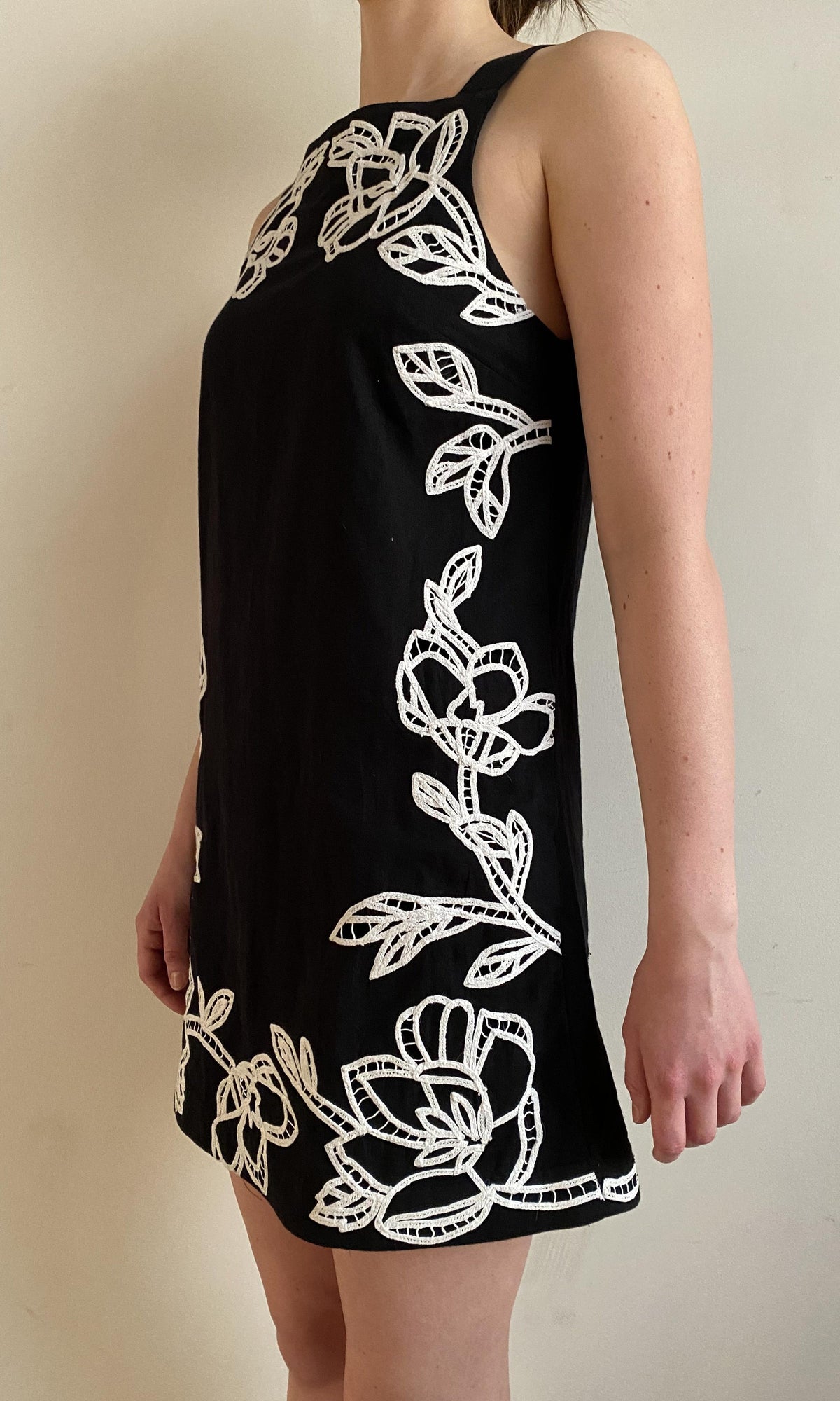 Hemant And Nandita | Daha Cotton Linen Short Dress | RE25 | Black White
