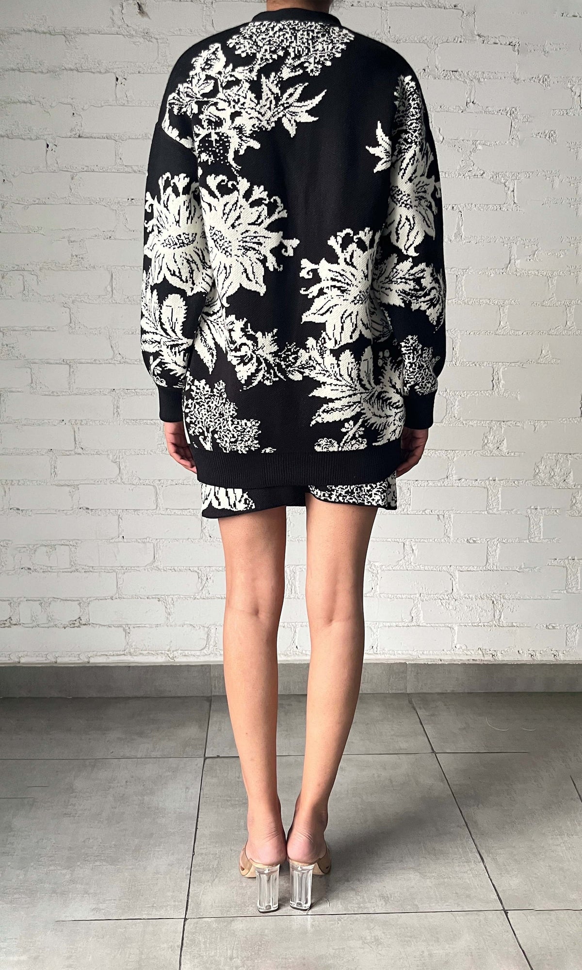 Womens | Dea Jacquard Acrylic Nylon Mini Skirt - I | Black White