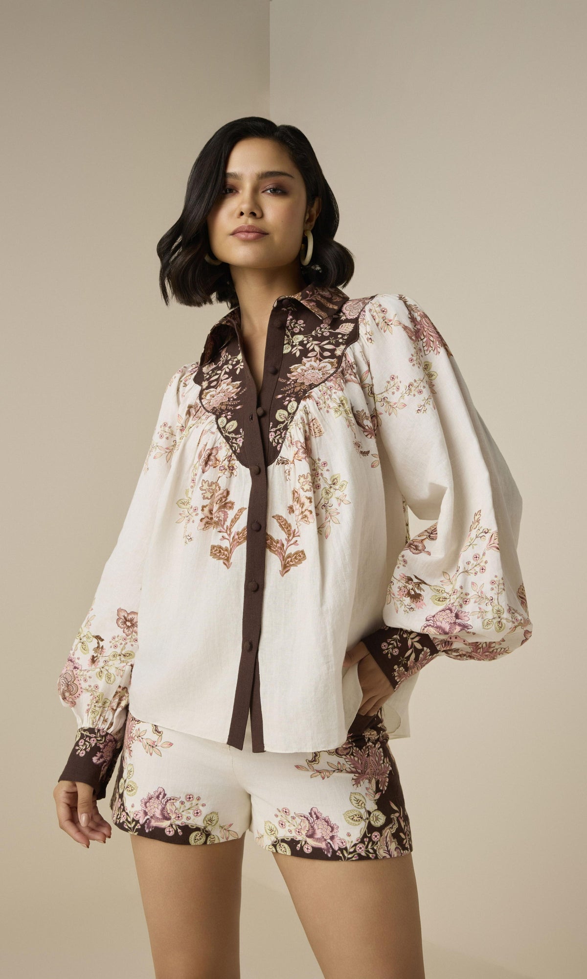 Hemant And Nandita | Diza Linen Cotton Yoke Shirt | White