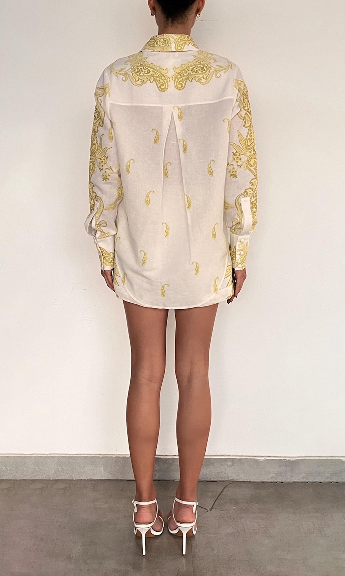 Womens | Fiza Cotton Oversized Shirt | White Yellow